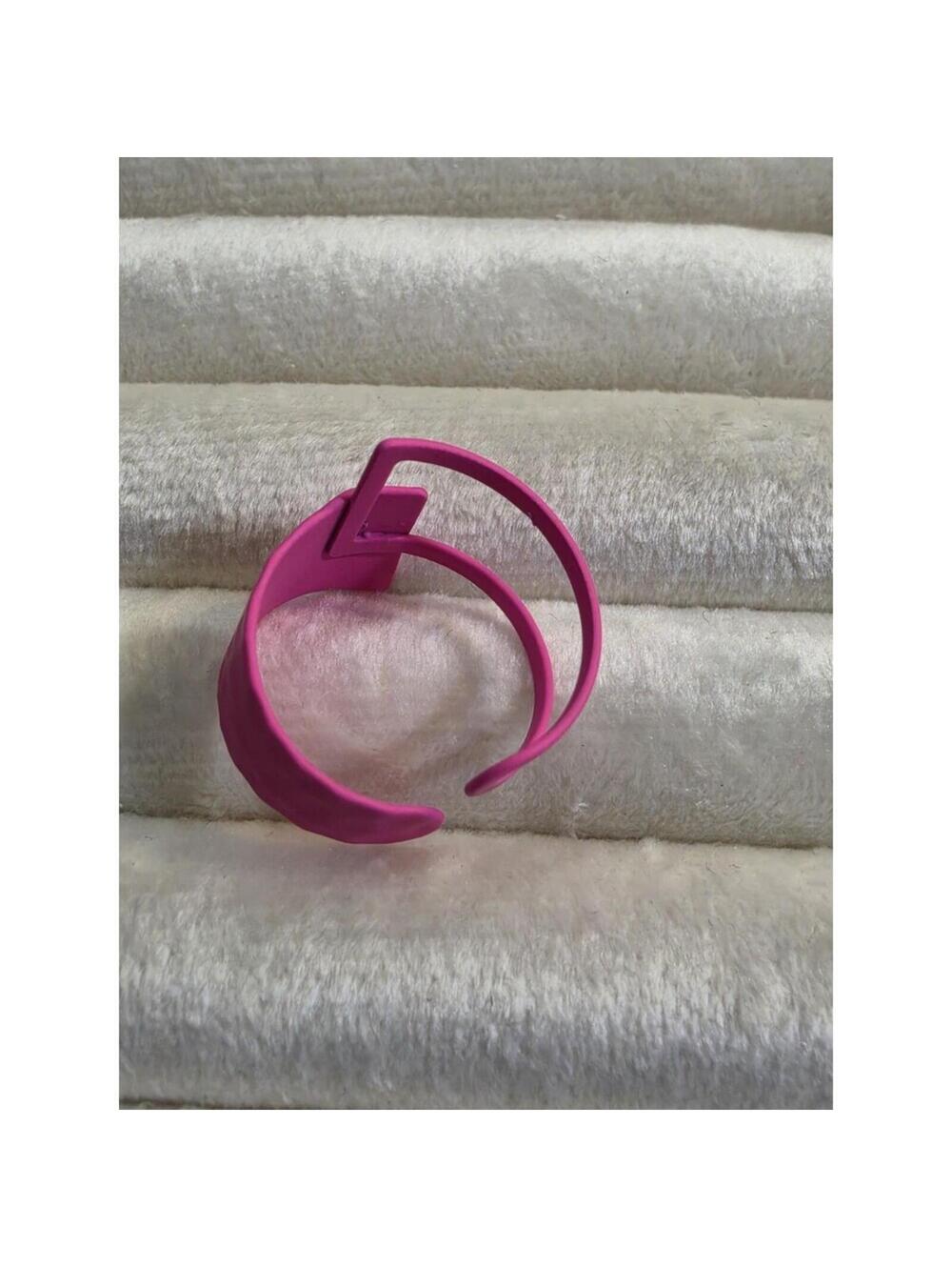 Pink Metal Coated ring Adjustable - Picture 2 of 3